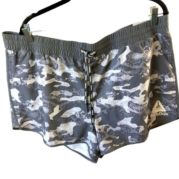 NEW Reebok Swim Trunks Relaxed Shorts Women XXL Camo Gray Elastic Waist - Picture 1 of 10